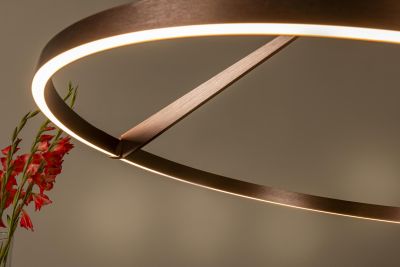 Lucide APPLAUSE - Pendant light - Ø 80 cm - LED Dim. - CCT - 1x50W 2700K/4000K - Hand Wave Sensor - Coffee - Premium